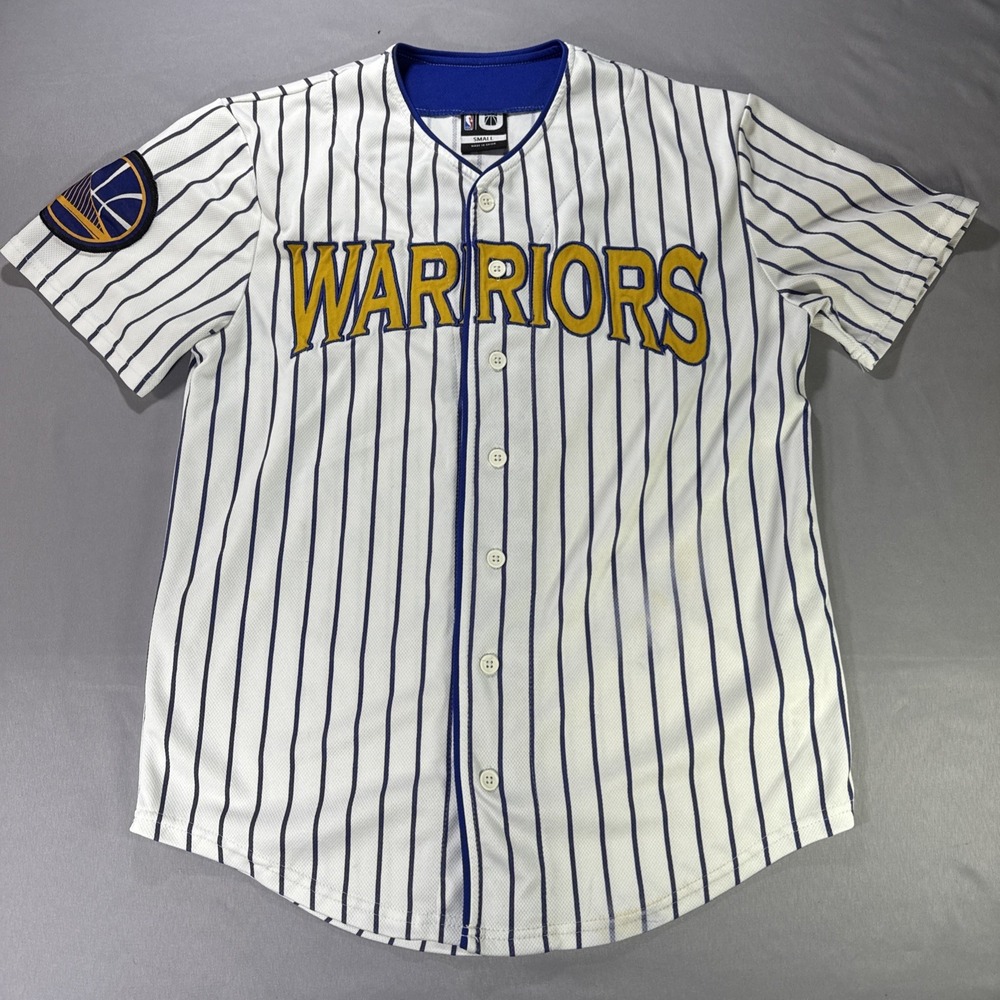 Golden State Warriors Pinstripe Jersey S Baseball 46 Button Up NBA Streetwear